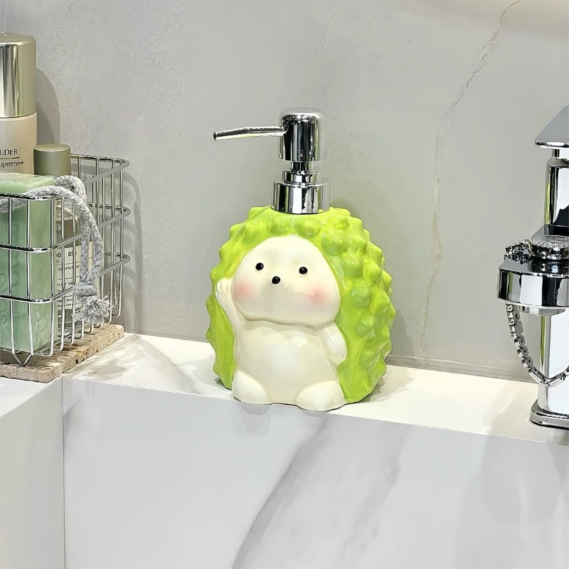 Creative Hedgehog Hand Sanitizer Bottle, Ceramic Shower Gel Dispensing Bottle for Bathroom, High-value Toothpick Box, Home Decor