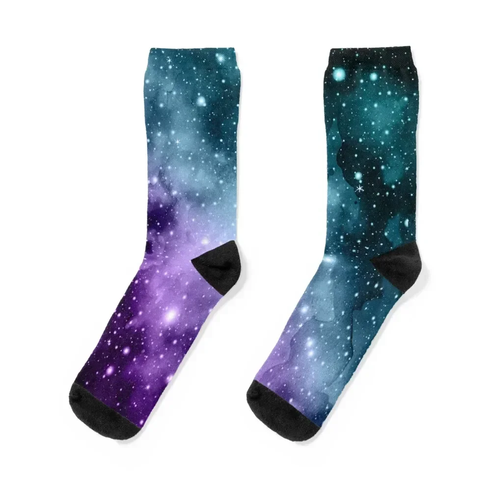 

Purple Teal Galaxy Nebula Dream #3 #decor #art Socks retro new in's Antiskid soccer moving stockings Socks For Women Men's