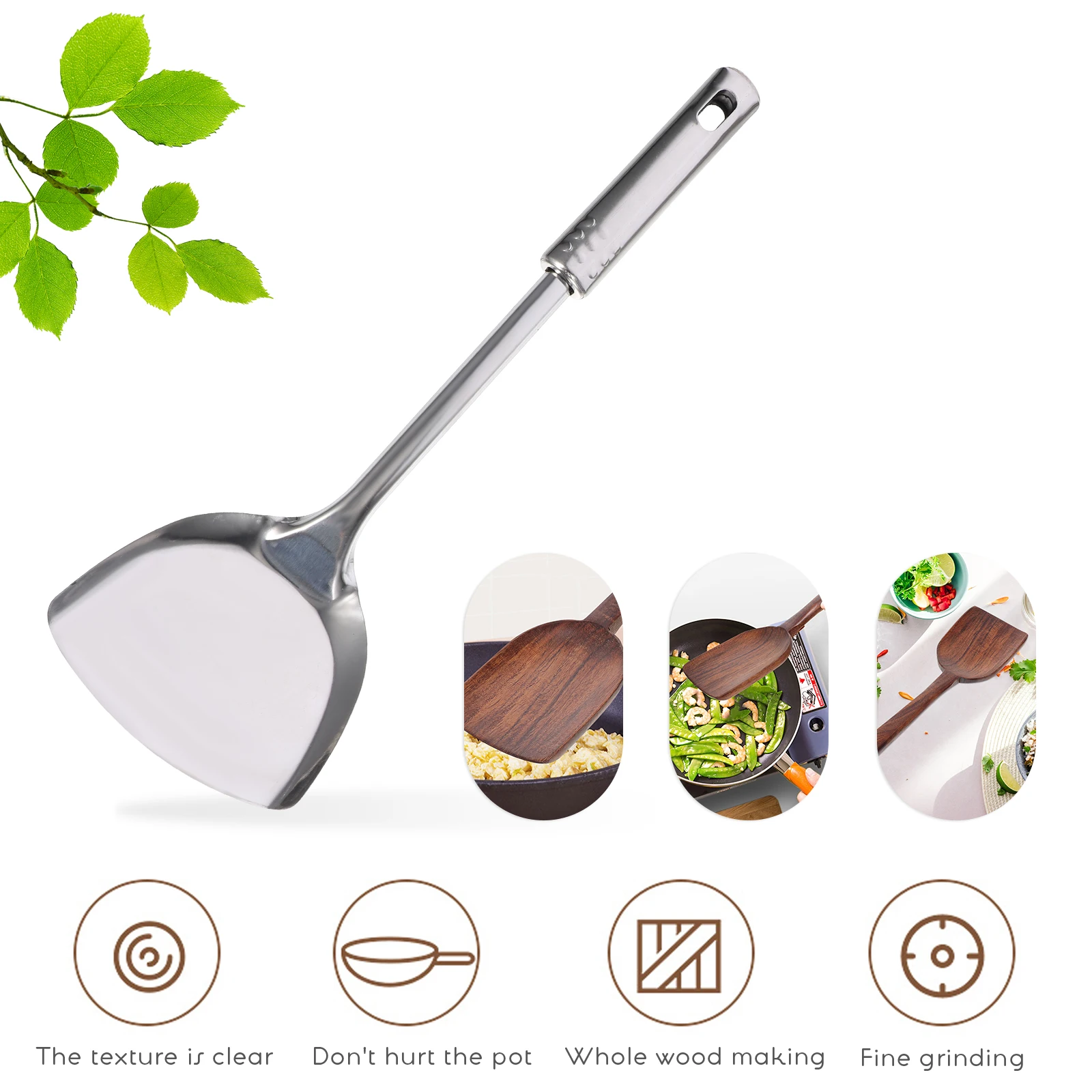 

7pcs Stainless Steel Kitchen Utensil Kit Cooking Tools Set Hanging Design Space Saving Utensils Gadgets Cookware
