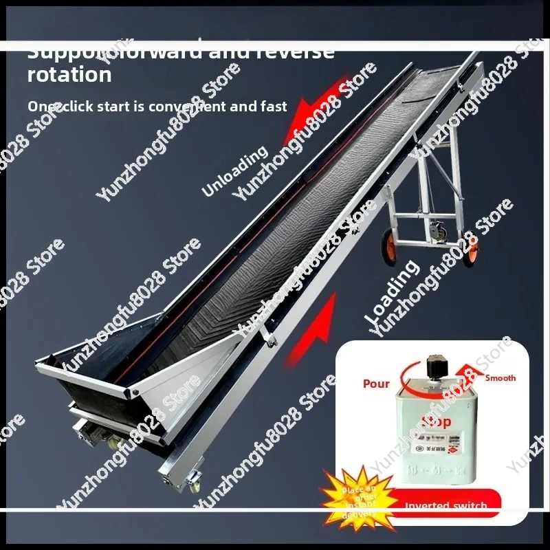 Small Folding Lift Conveyor Hopper Fence Belt Conveyor Loading and Unloading Non-slip Belt Conveyor Belt