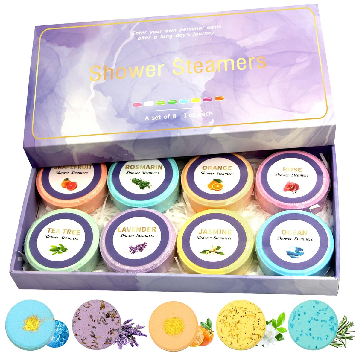 8Pcs/box Shower Steamers Aromatherapy Spa Kit Bath Bomb Bubble Bath Salt Balls Women Essential Oil Fizzy Balls Shower Supplies