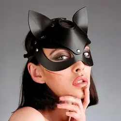 Women Sexy Catwoman Leather Mask Fetish Masquerade Roleplay Party Halloween Lady Mask