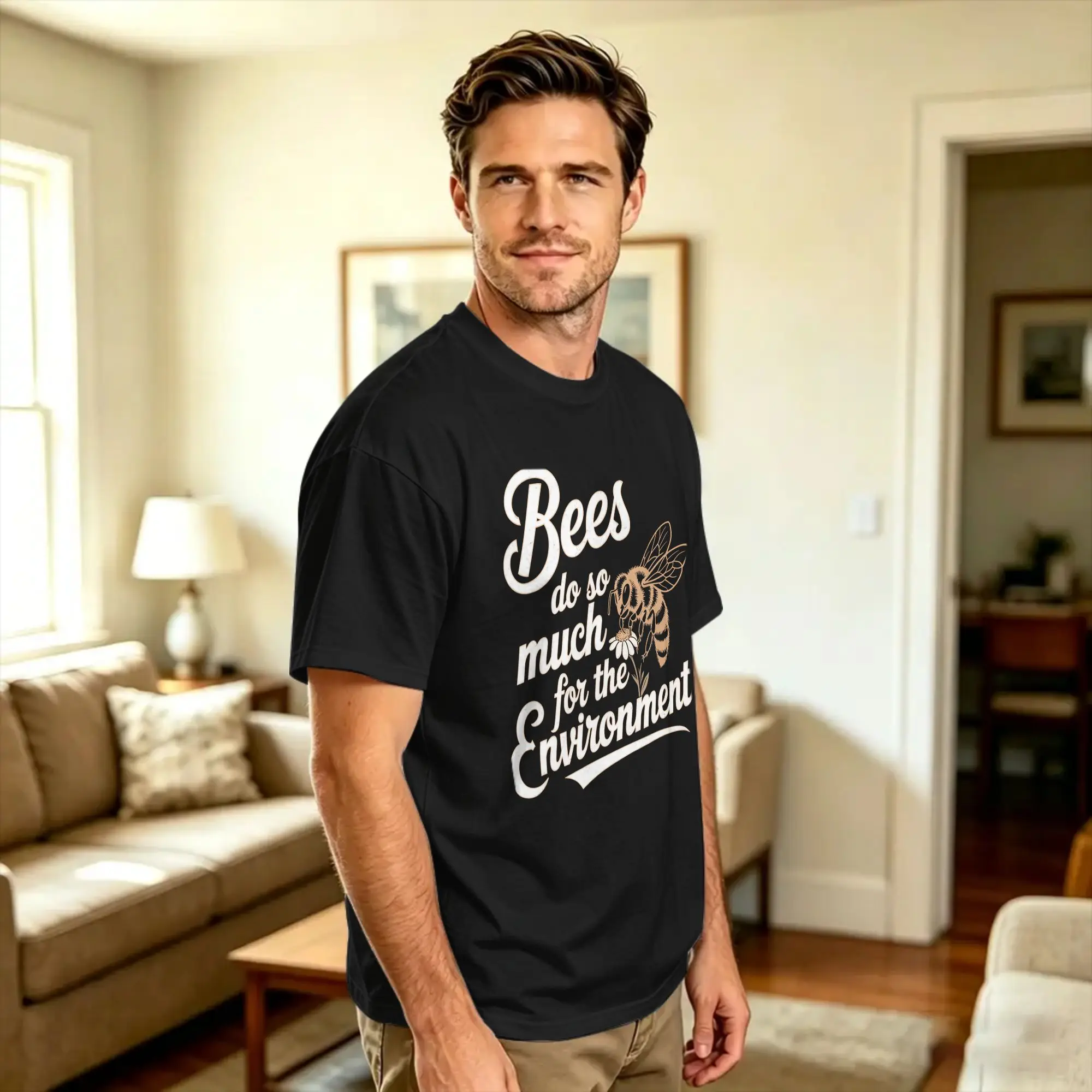 Men's Funny Bees Quotes Bees Do So Much For The Environment T Shirts  100 Cotton Tops Beach Funny Short Sleeves T Shirt O Neck