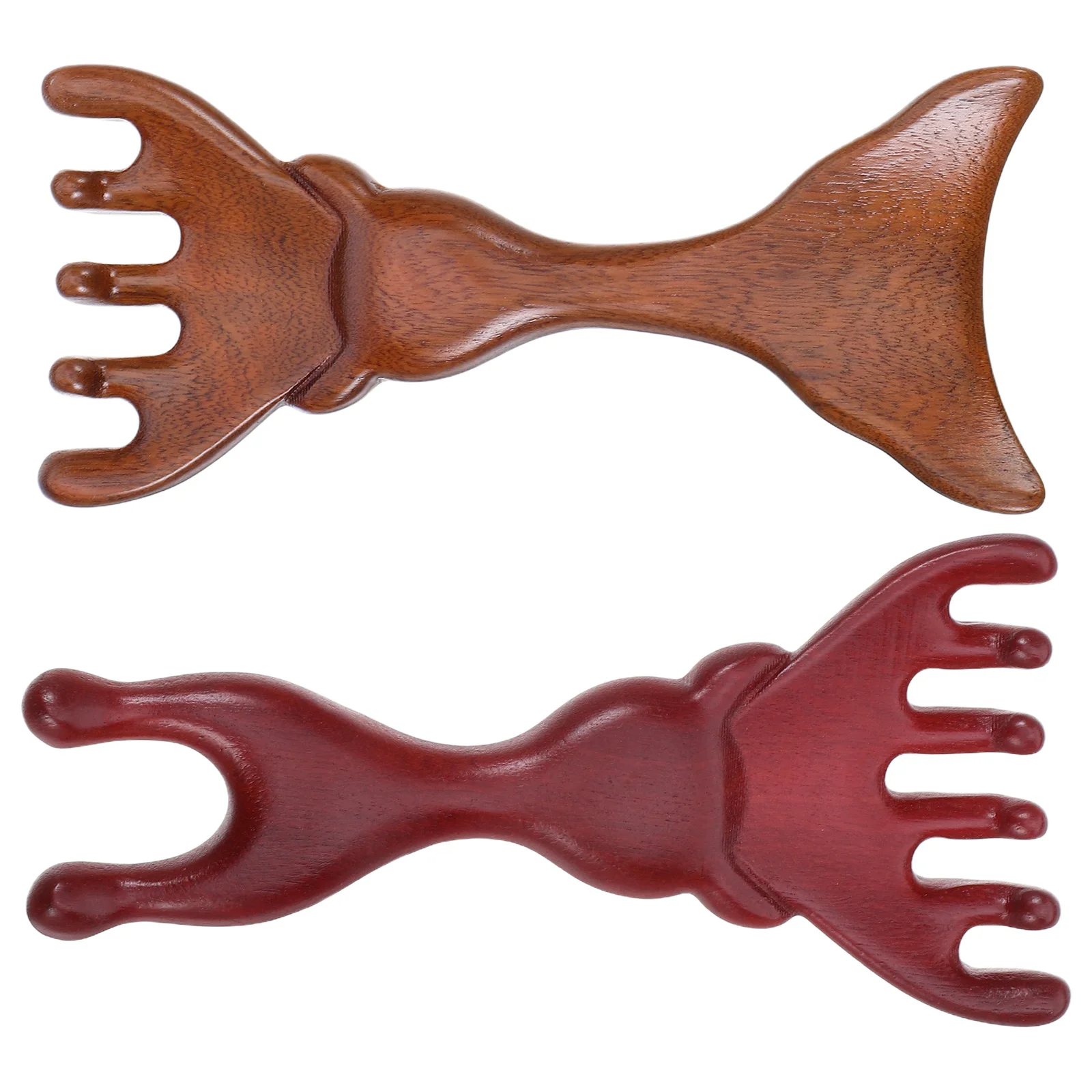 2 шт., массажная расческа из сандалового дерева с широкими зубьями, натуральный массажер для кожи головы, лица, носа, массаж волос, меридиан, деревянный массажер для кожи головы