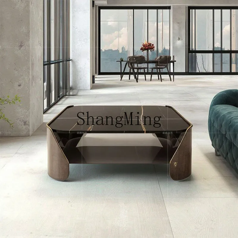 

FG coffee table light luxury high-end marble living room home modern high-end creative solid wood tea table