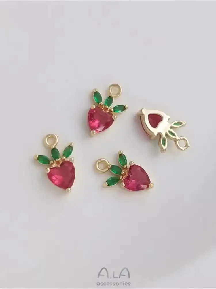 

Color Zirconium fruit series 14K gold color zircon cherry pineapple grape mango pendant diy ornaments pendant