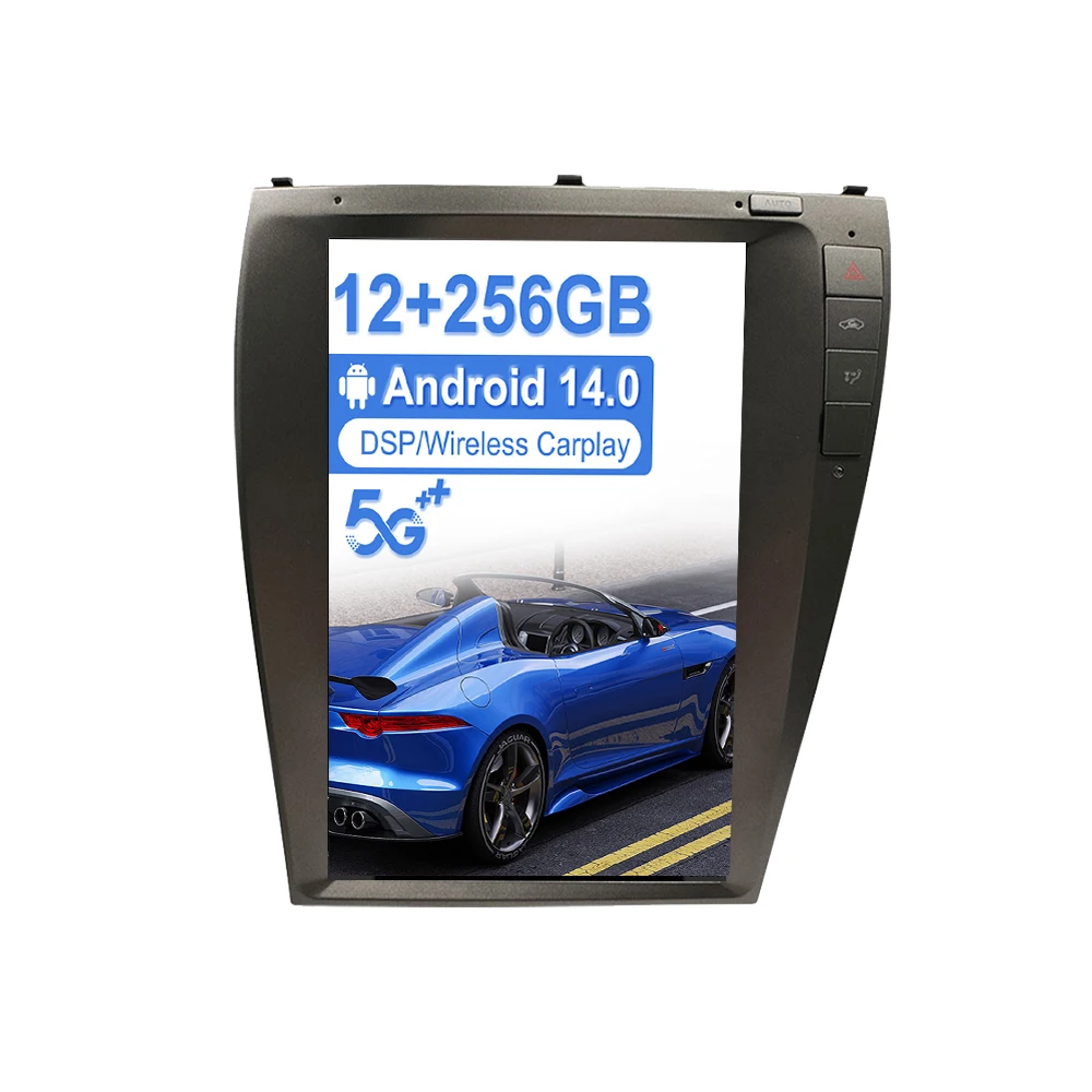 

12,1-дюймовый вертикальный экран Android 15, для LEXUS ES ES200 ES250 IS350 2005-2011, автомобильный мультимедийный плеер, GPS-навигация, стерео головное устройство