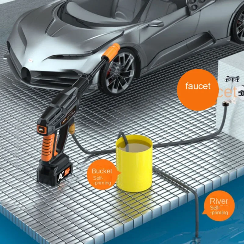 20V Wireless Car Washer Household Portable Rechargeable Electric Cleaner Water Gun Brush Car Lithium Battery Water Pump