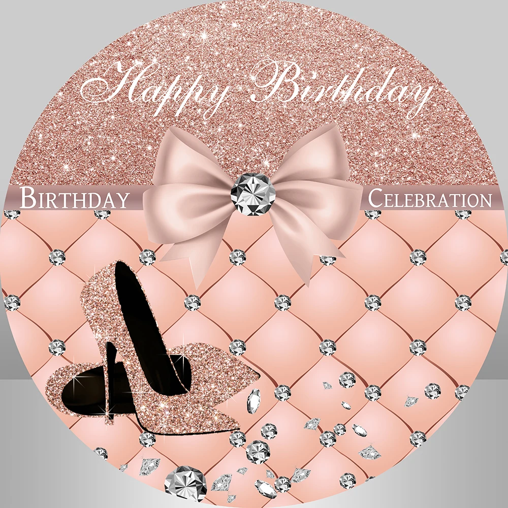 ارتفع الذهب بريق غطاء خلفية مستديرة القوس الماس عالية الكعب الكبار عيد ميلاد دائرة خلفية التصوير الدعائم استوديو