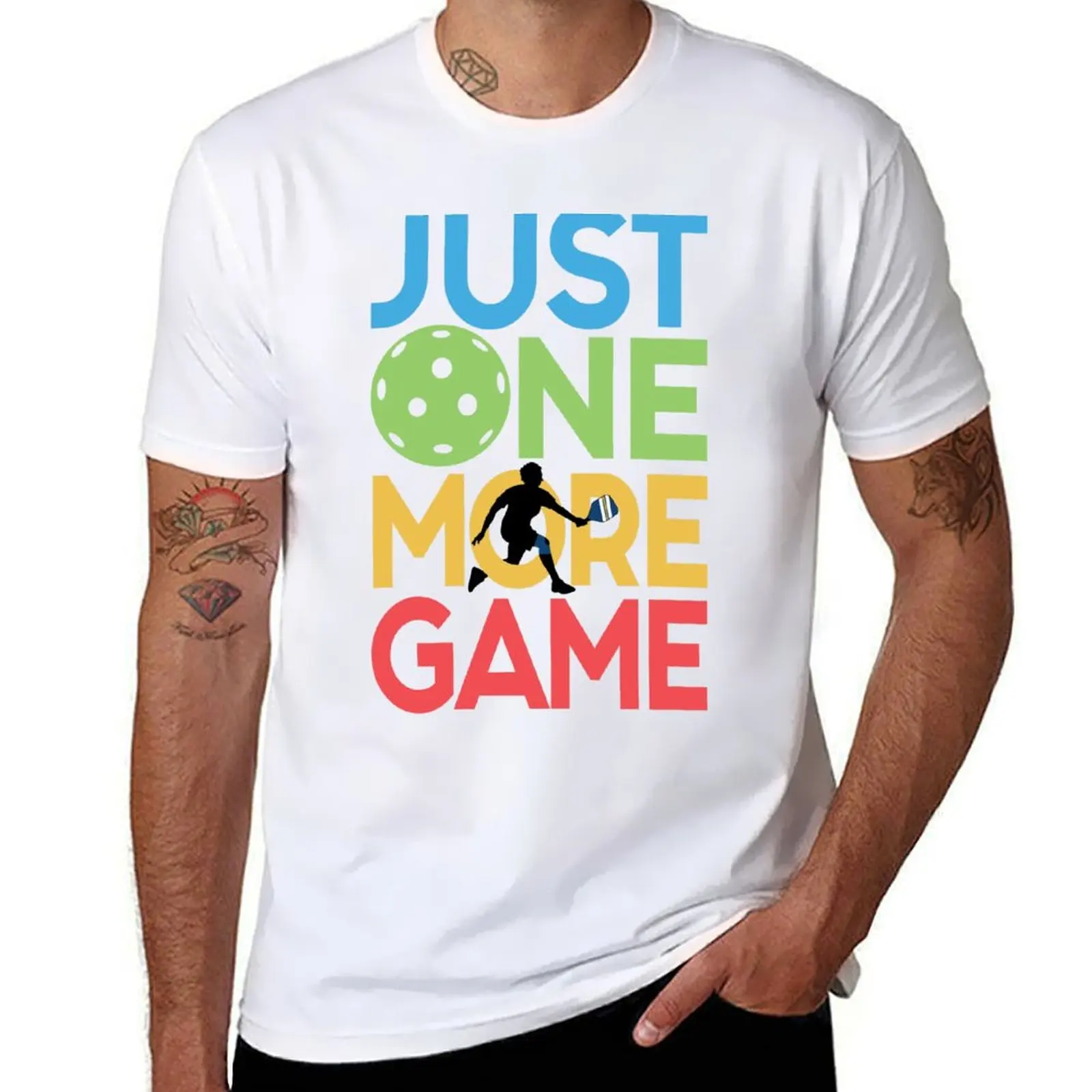 

Pickleball just one more game TTA T-Shirt man t shirt cotton high quality t shirt man casual T-Shirt
