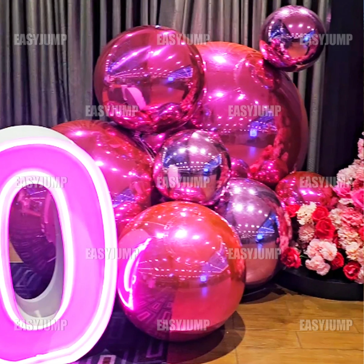 Pink Inflatable Mirror Big Shiny Ball Event Party Orb Chrome Reflective Giant Inflatable Sphere Mirror Balloon For Decoration