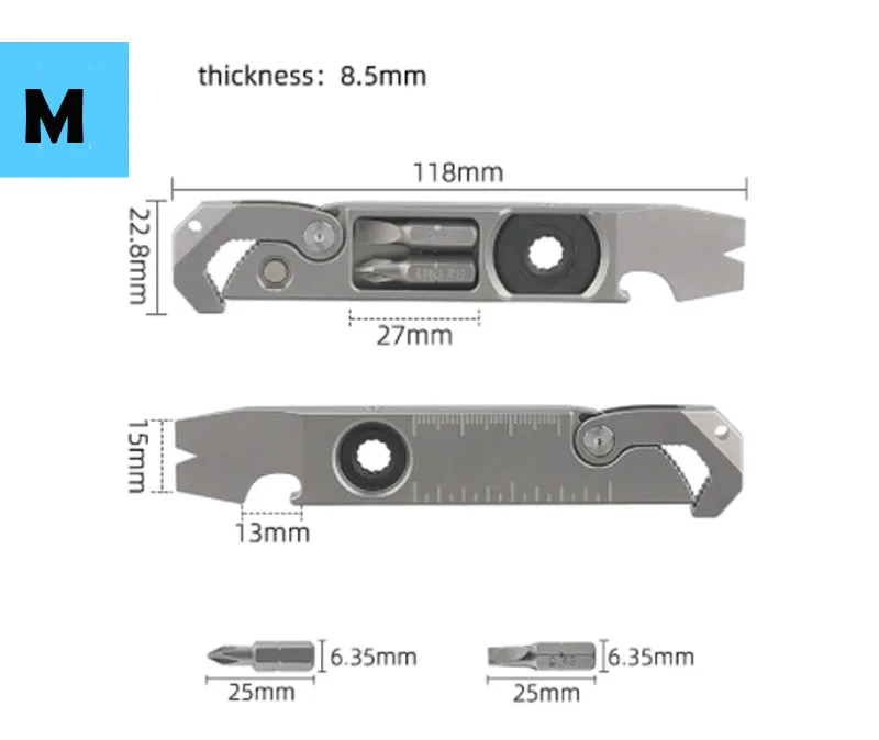TC4 Titanlegierung Brecheisen Flaschenöffner Schraubendreher EDC Multifunktionswerkzeug Schraubenschlüssel Handwerkzeug für Outdoor und Camping – Detail 23