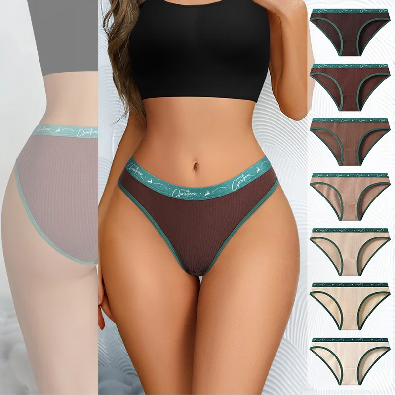 

Cross border popular low rise women's underwear, pure cotton ribbed underwear, women's European and American style Christmas und