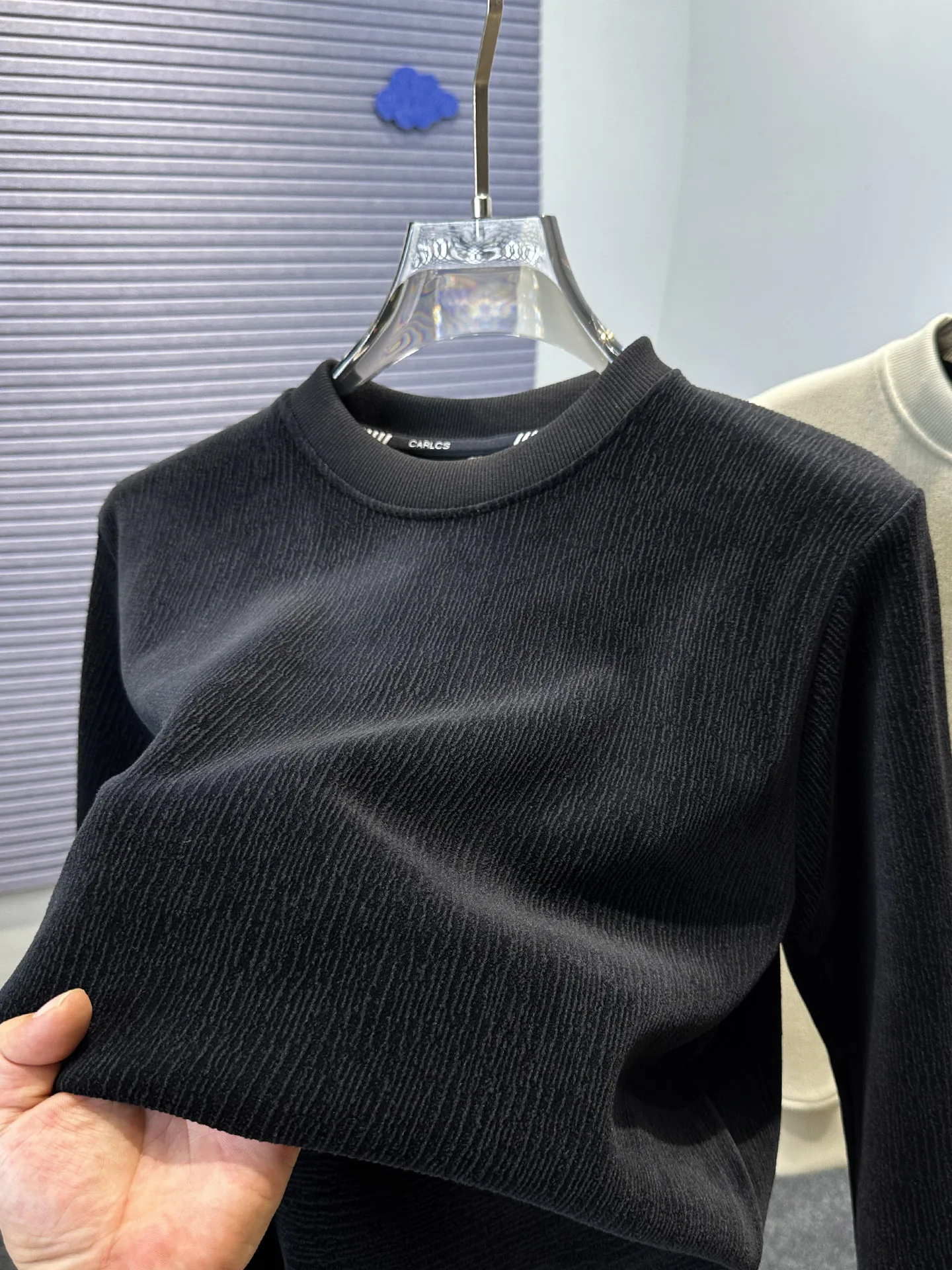 

Мужская толстовка Thiened Fce с длинными рукавами и круглым вырезом, теплая, для ношения под одеждой, осенне-зимняя одежда, однотонная, свободного кроя