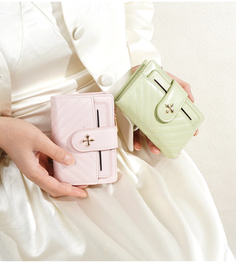 Neue Damen-Kurzgeldbörse, hochwertig, abnehmbarer Kartenhalter, Damen-Geldbörse mit Reißverschluss, Münzfach, Fotohalter, Geldklammer für Mädchen – Detail 19