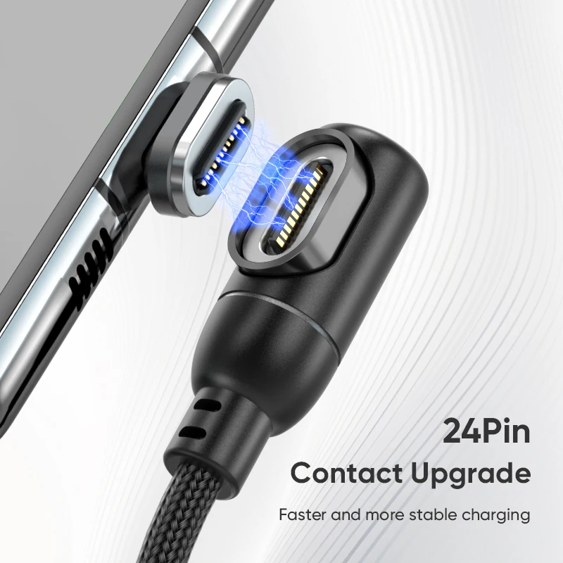 Cable de datos para teléfono móvil tipo c a tipo c 100W 5A carga rápida cargador magnético de 90 grados USB-C adecuado para MacBook Samsung OPPO