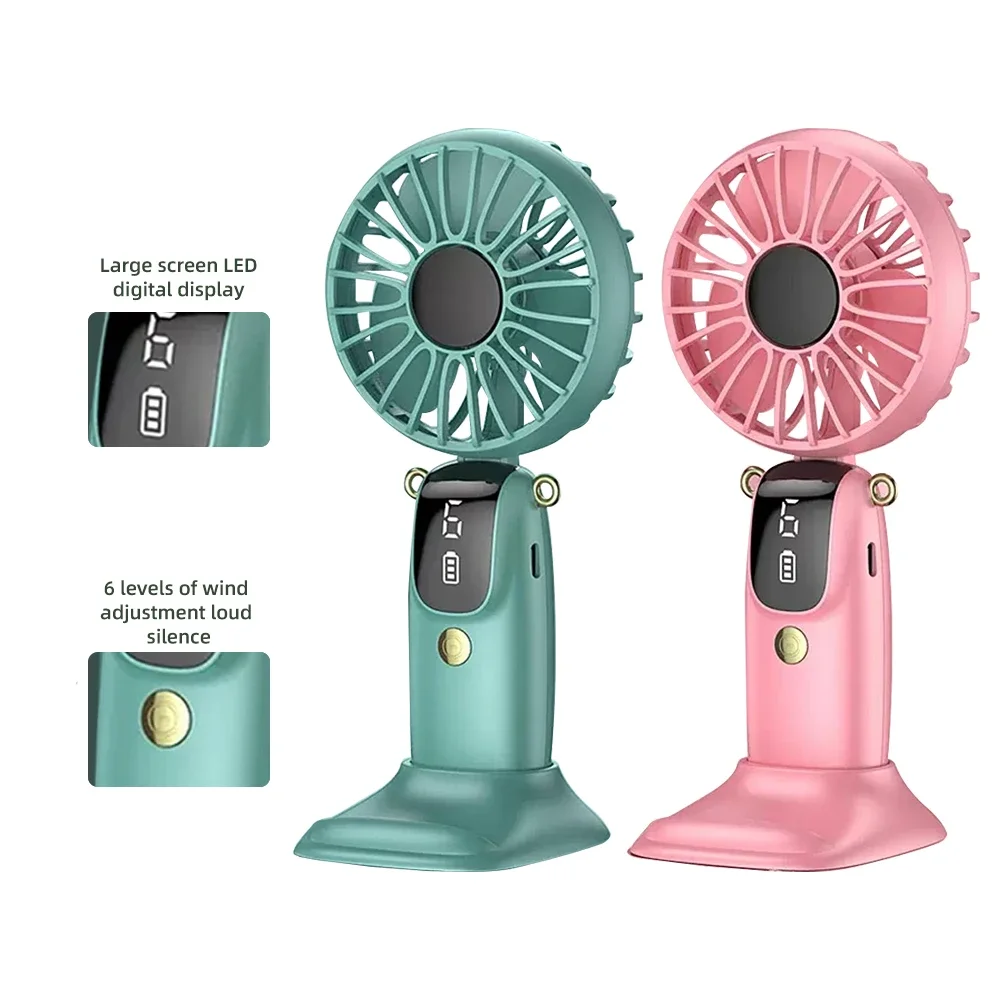 

2025 Новый мини-ручной вентилятор Перезаряжаемый через USB портативный настольный вентилятор с держателем для телефона, персональный шейный вентилятор, ручной вентилятор для использования в помещении и на открытом воздухе