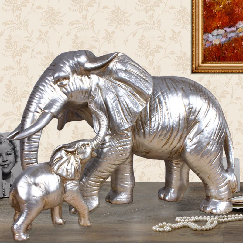 CREATIVE RESIN ELEPHANT STATUE HOME DECOR CRAFTS ROOM DECORATION STUDY VINTAGE ELEPHANT ORNAMENTS ANIMAL FIGURINES WEDDING GIFTS