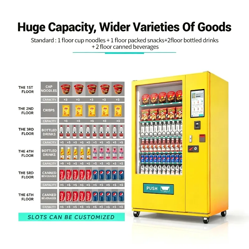 Maker Intelligent Modern Big Fridge Vending Machine Combo Snack and Drinks Cooling Vending Machine Coin Operated Vending Machine