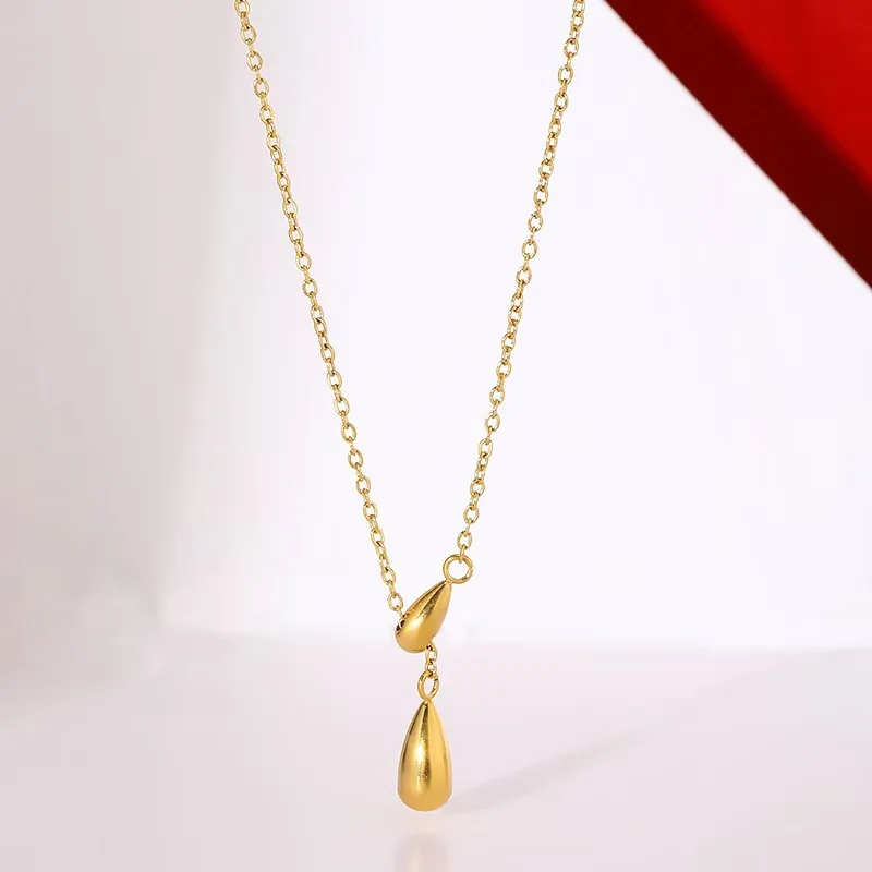 

Waterdrop Adjustable Necklace for Women, Titanium Steel Minimalist Cold Style Choker, Delicate Layered Chain