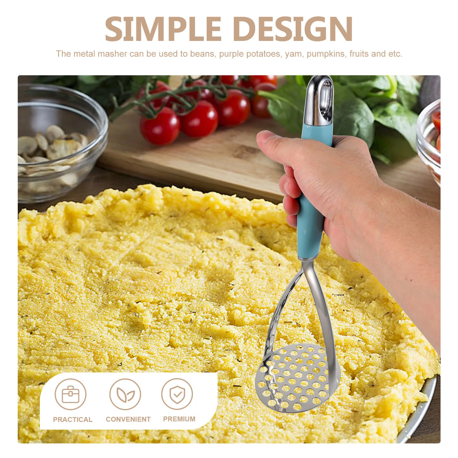 

Stainless Steel Potato Masher Smooth Grip Manual Crusher For Kitchen Vegetable Fruit Presser Reusable Avocado Grinder