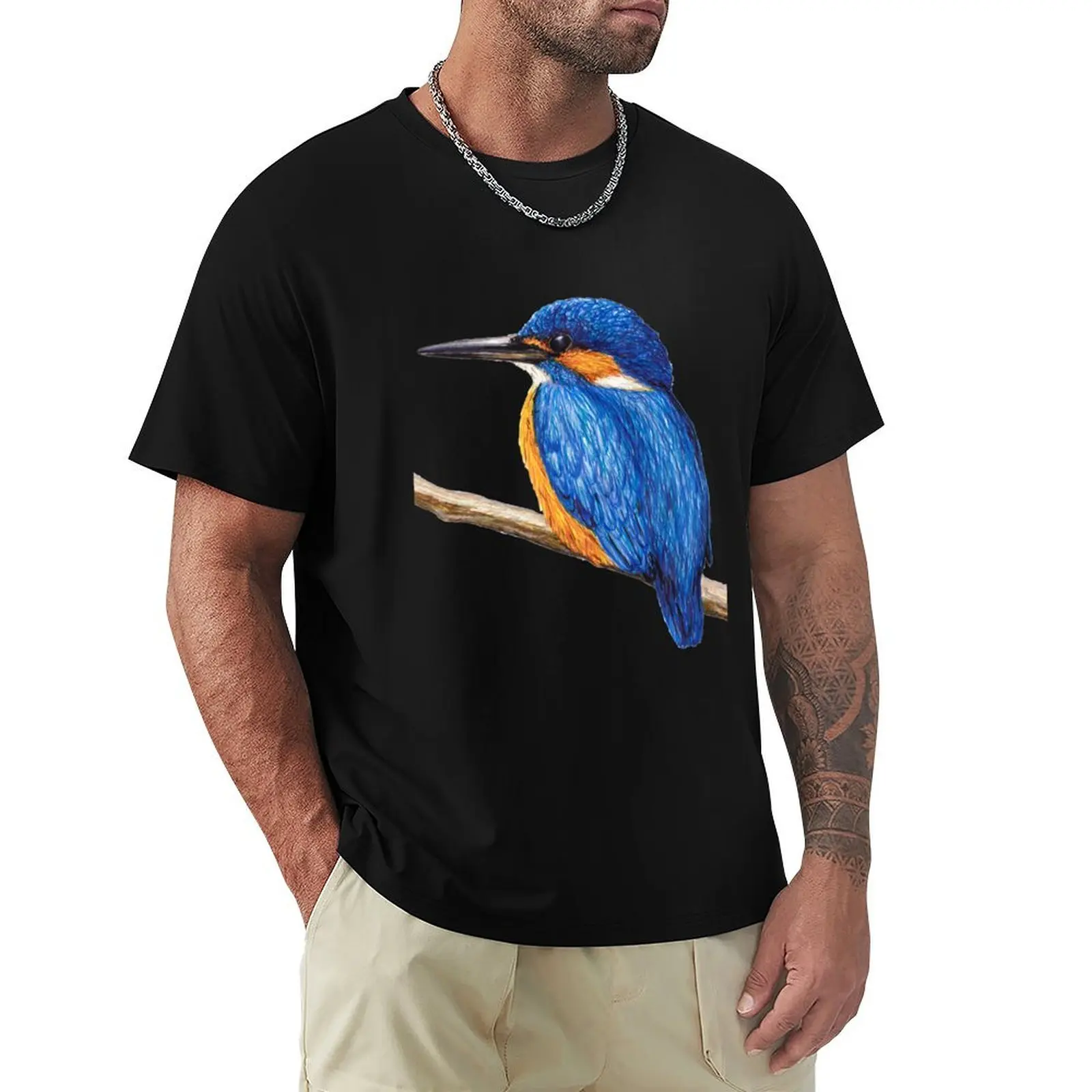 Kingfisher T-Shirt Simple Line Art Print Tee