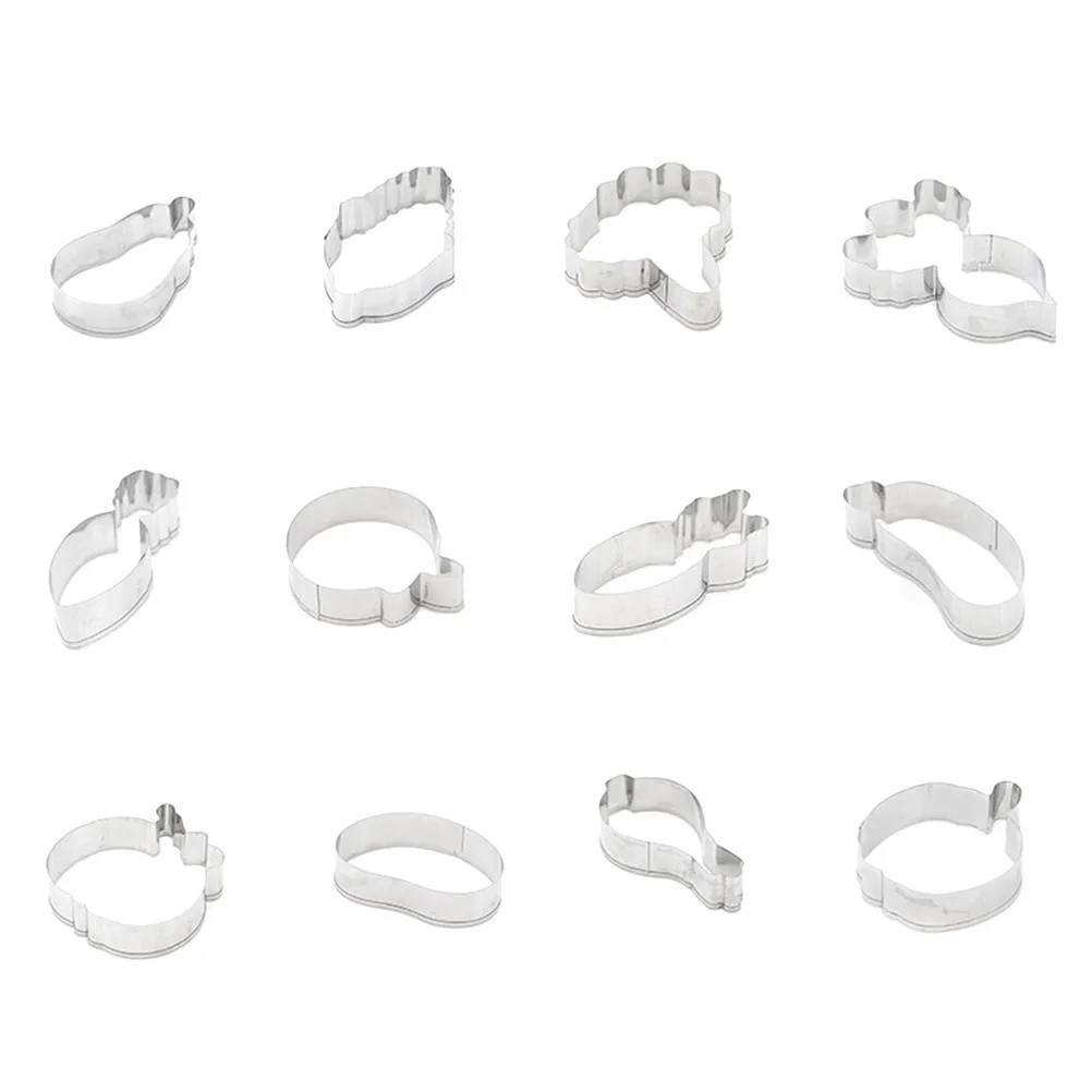 

12pcs Vegetable Shape Cookie Cutters Stainless Steel Biscuit Cake Molds For Baking Fondant Chocolates Mousse Diy Tools Kitchen