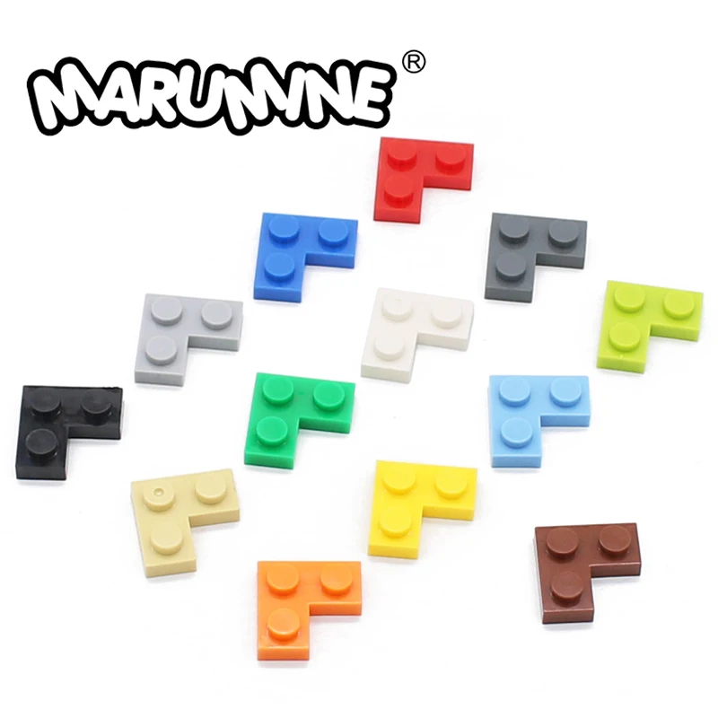 MARUMINE 50PCS DIY MOC Blocks 2x2 Corner Plate Bulk Building Brick Parts Piece Accessories Compatible with 2420 for Construction