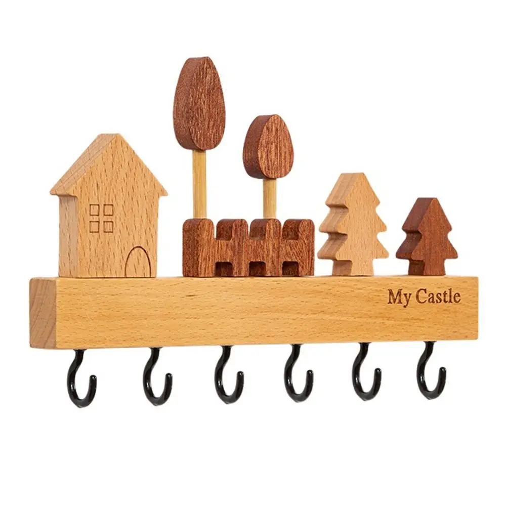

Entryway Organizer Solid Wood Key Hook Rack Rabbit non-toxic Decorative Hook Cute Creative Key Storage Holder Household Sundries