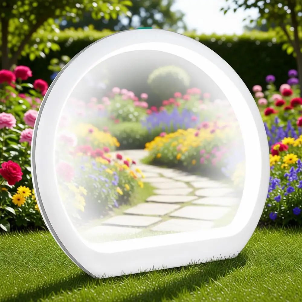 

HappyLight Alba - Round UV-Free LED Therapy Lamp, Bright White Light with 10,000 Lux, Adjustable Brightness, Color, and Countdow