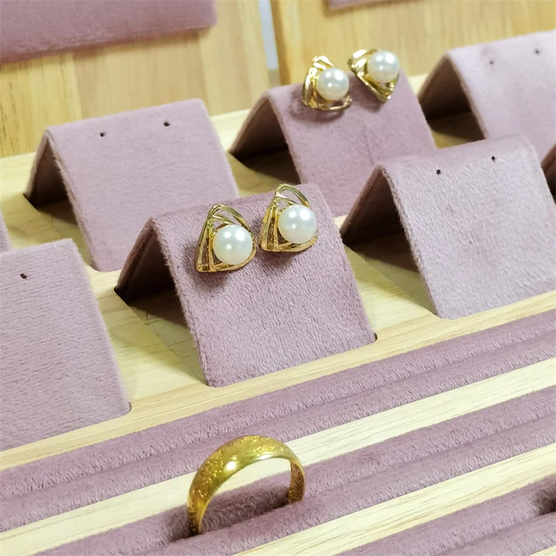 Solid Wood Jewelry Display Stand Necklace Pendant Bracelet Chain Ring Earrings Stud Organizer Jewelry Display Props Entire Set