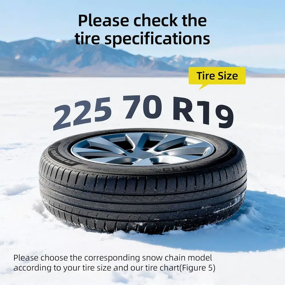 سلاسل الثلج لإطارات السيارات، 35 ثانية سريعة التركيب وشد تلقائي، سلاسل جر الإطارات العالمية المضادة للانزلاق للطوارئ للسيارات وسيارات الدفع الرباعي و