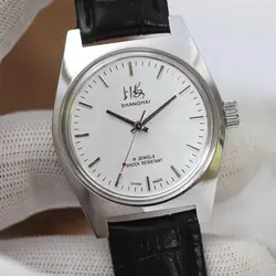 Shanghai 7120 Manual Mechanical Watch for Men 36mm Retro Business Classic, Slim Simple Dial