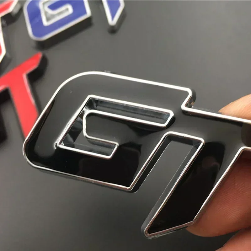 3D Metal GT Logo Letters Car Front Grill Rear Trunk Emblem Badge Sticker Decals For Ford Honda Toyota Audi Geely GT Accessories