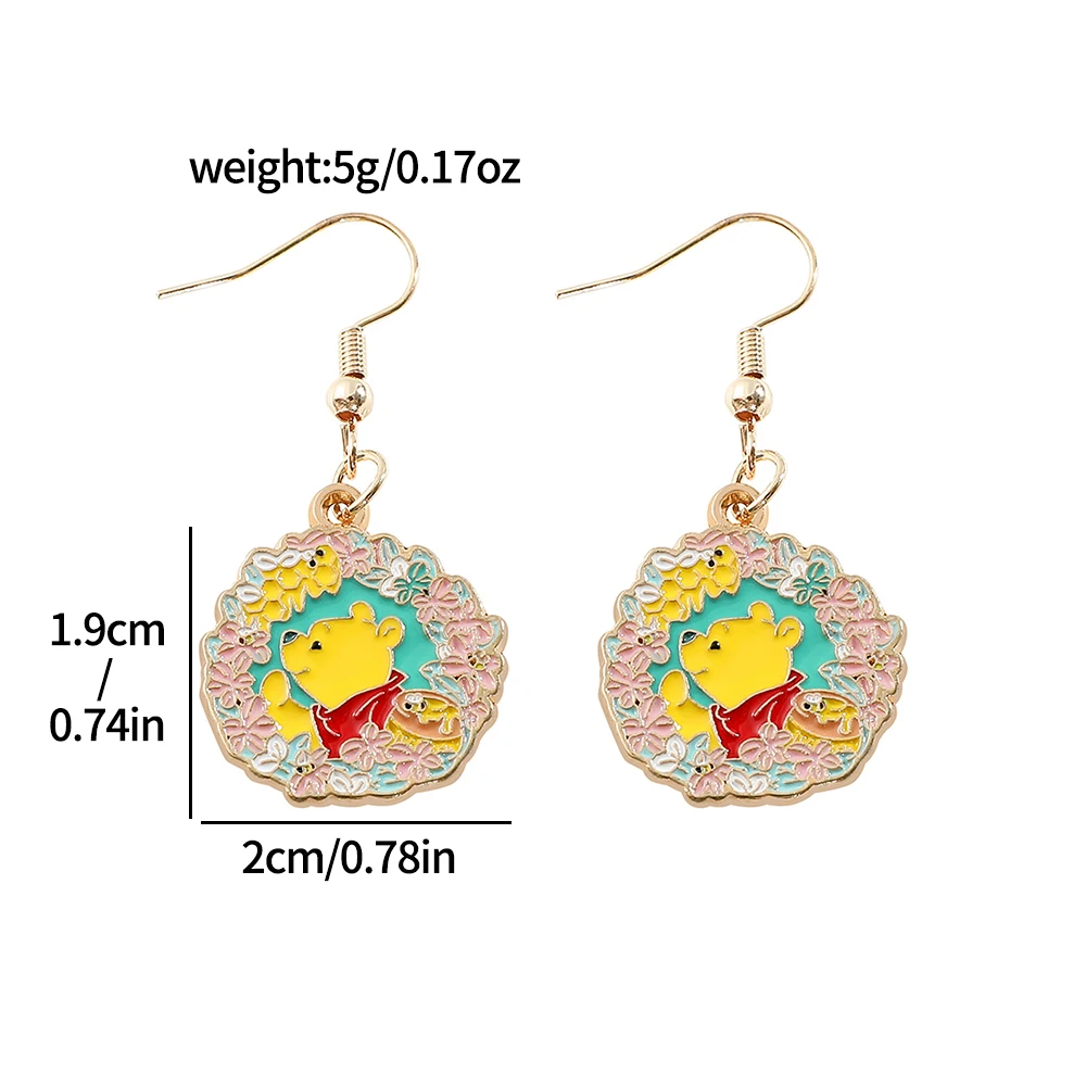 Disney Cartoon Winnie the Pooh Earrings Youthful Vitality Campus Style Earrings Cute Girl Earrings Good Friend Gifts