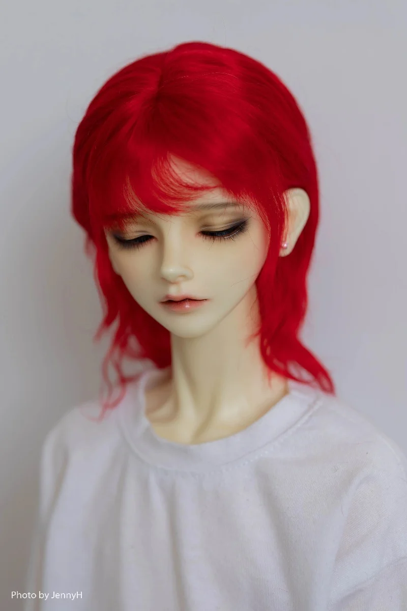 BJD/SD Doll Wig Blank Shapable 1/3 1/4 Girls Red Gray Soft Mohair Silk Handsome Multi-colored Short Curly Hair Doll Accessories