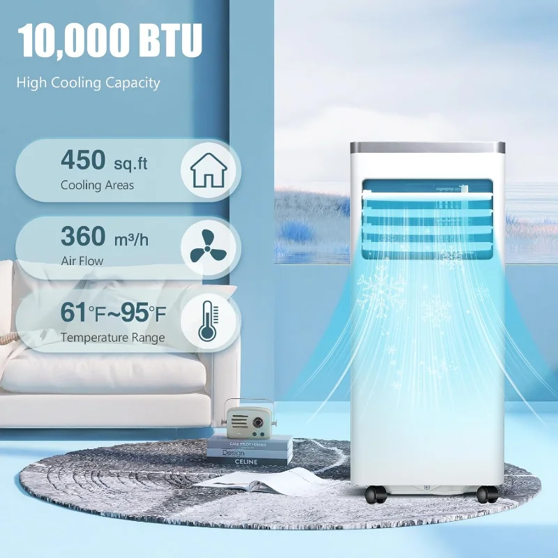 R.W.FLAME 10,000 BTU Portable Air Conditioner, Dehumidifier & Fan, Standing Air Conditioner for Room, Portable AC unit