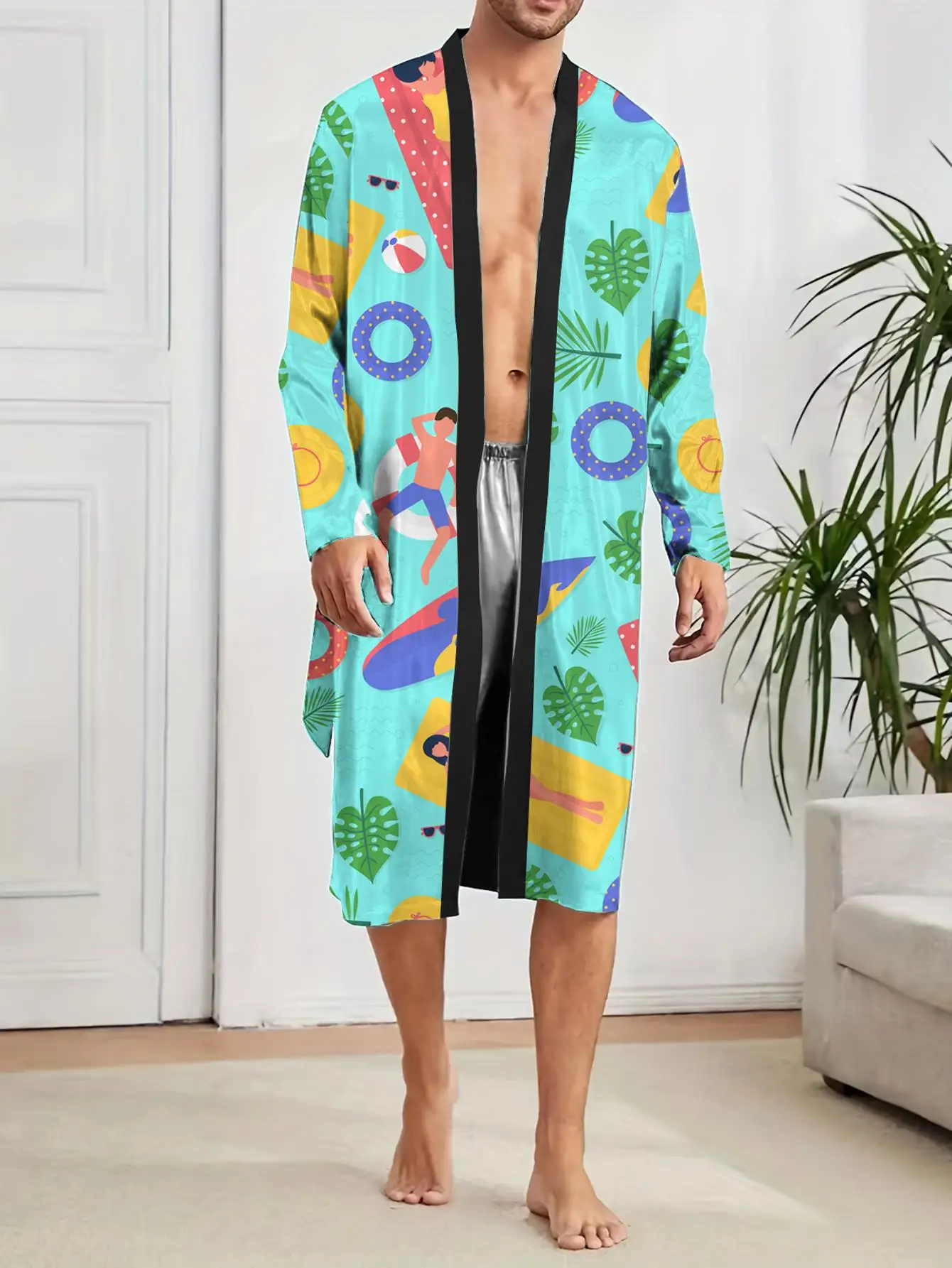 1pcs Men's Robes 2026 Spring/Summer Robes Sleepwear bath robe Breathable 3D Printed Funny pajamas Men's bathrobe Graphic