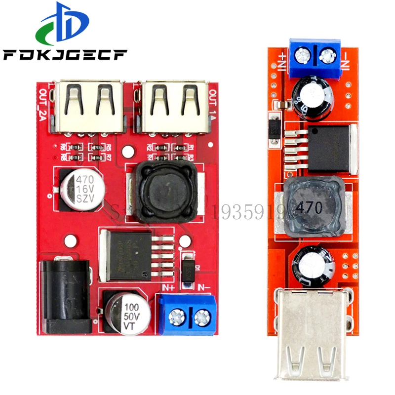 LM2596 LM2596S Dual USB Output 6-40V 9V/12V/24V/36V Car Charger Switch 5V DC-DC Power Supply Module 3A Buck Regulator Converter