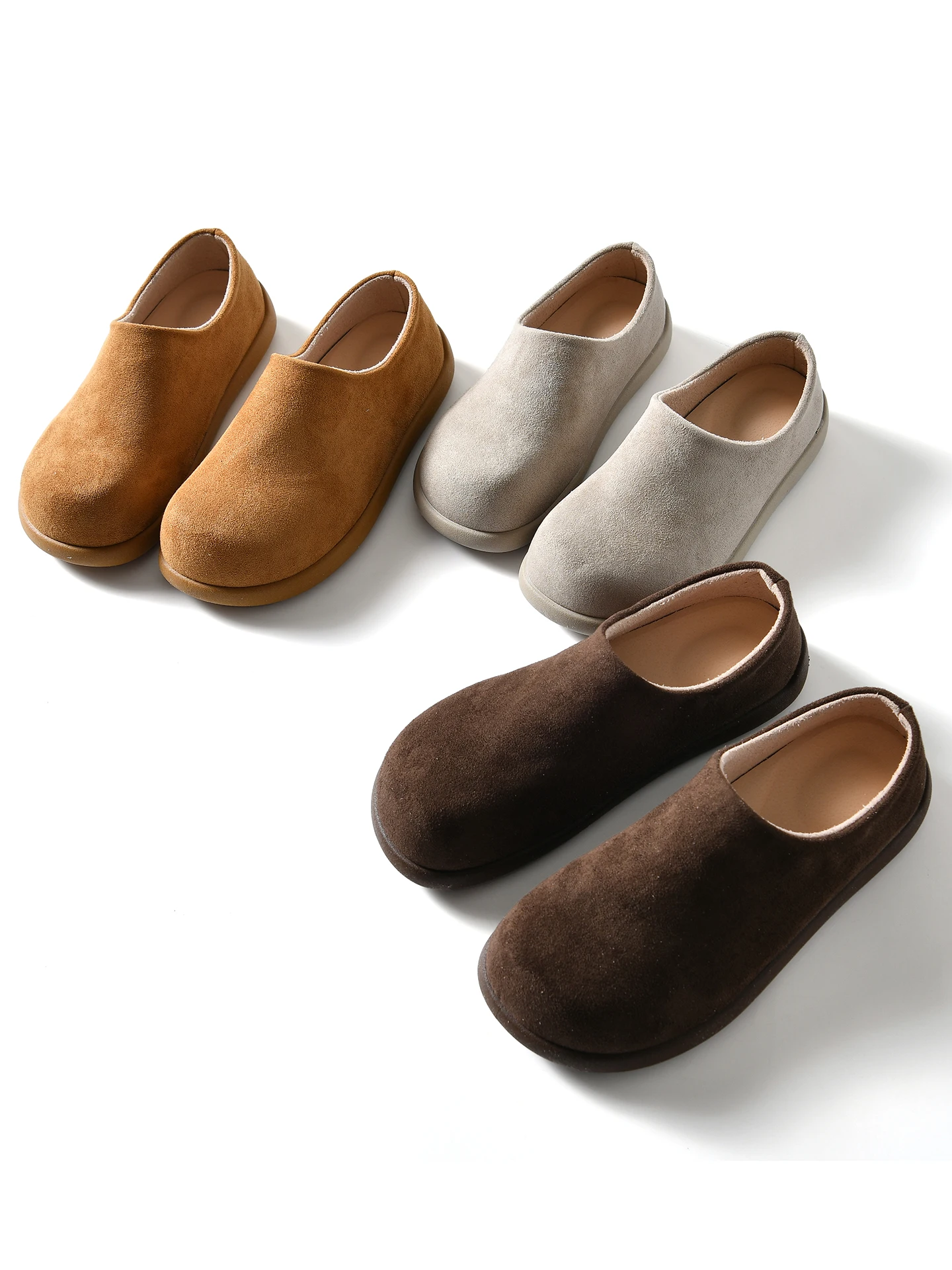 

Low-Top Couple's Slip-On Casual Loafers Company Single Reflex Fleece Anti-Slip Rubber Sole Style Soft Wood Shoes