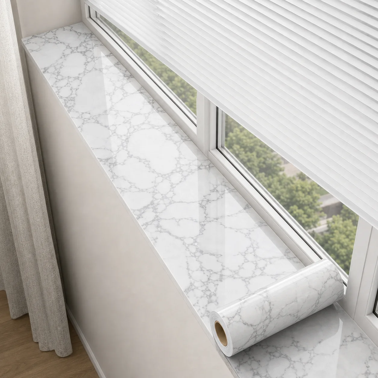 Peel And Apply Marble Patterned Window Sill Stickers And Door Frame Stickers Easy To Renovate Oil-Proof Stain-Resistant Clean.