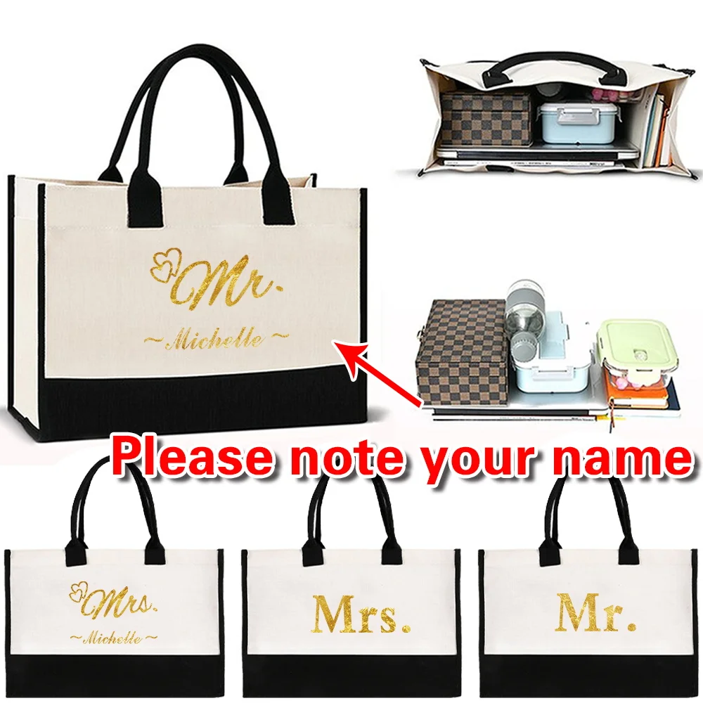 Personalized Customized Name 2025 New Retro Coarse Linen Cloth Bag Top Handle Foldable Shopping Bags Multiple Styles Handbag