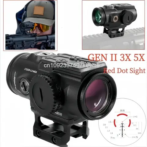 Tactical VT HD 3X 5X GEN II Prism Rifle Scope BDC4 Reticle With M1 3 MOA Red Dot Sight Fit 20mm Rail Airsoft Hunting Wargame