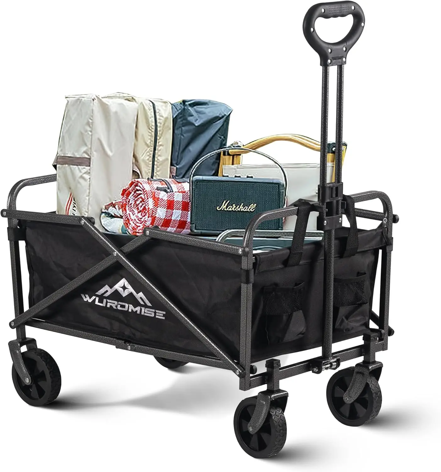 

Beach Wagon - Wagon Cart with Wheels Foldable, Heavy Duty Garden Cart with Swivel Wheels, Large Capacity, and Adjustable Hand