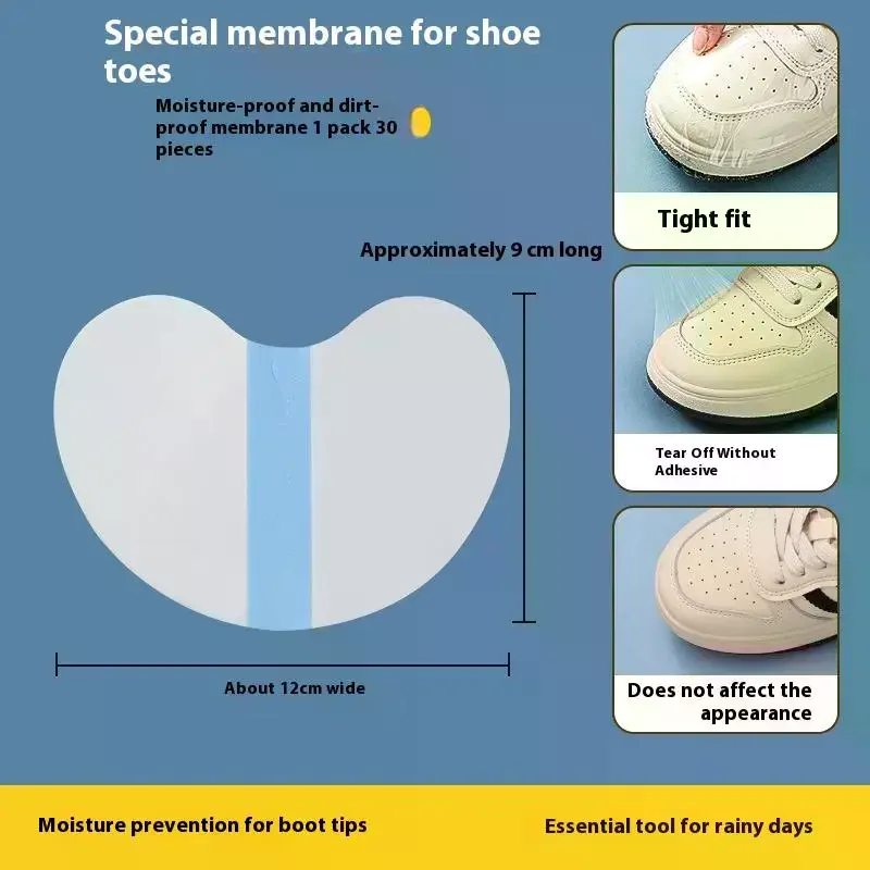 30/90Pcs Shoe Toe Rain Stickers Clear Films Shoe Head Stain Removal Wear Resistant Dirt Resistant Waterproof Shoe Stickers