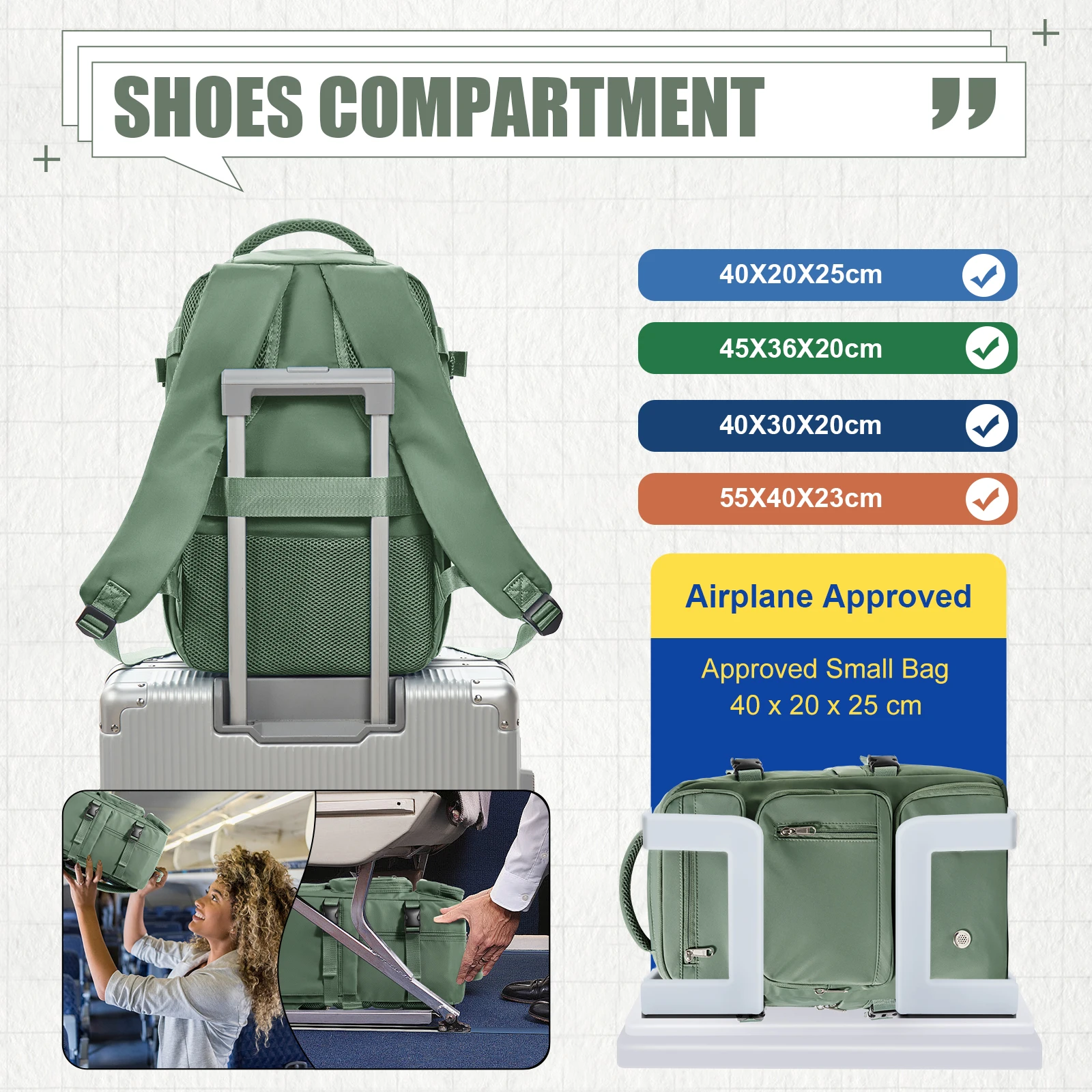 Ryanair حقيبة الظهر 40x20x25 تحمل على الأمتعة حقيبة كمبيوتر محمول مكافحة سرقة الرجال حقيبة نسائية للرياضة الرحلات حقيبة السفر حقيبة المقصورة