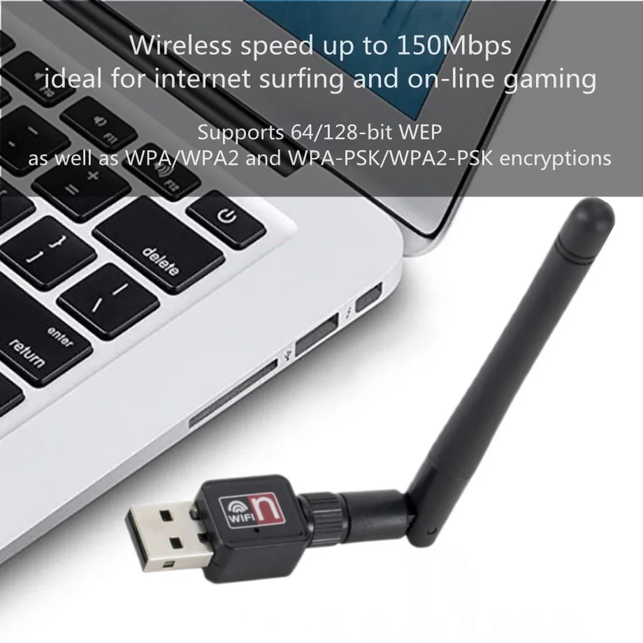 Mini wifi sem fio placa de rede usb 2.0 150 m 802.11 b/g/n lan adaptador cartão 150 mbps 2dbi wifi dongle para computador portátil usb ethernet