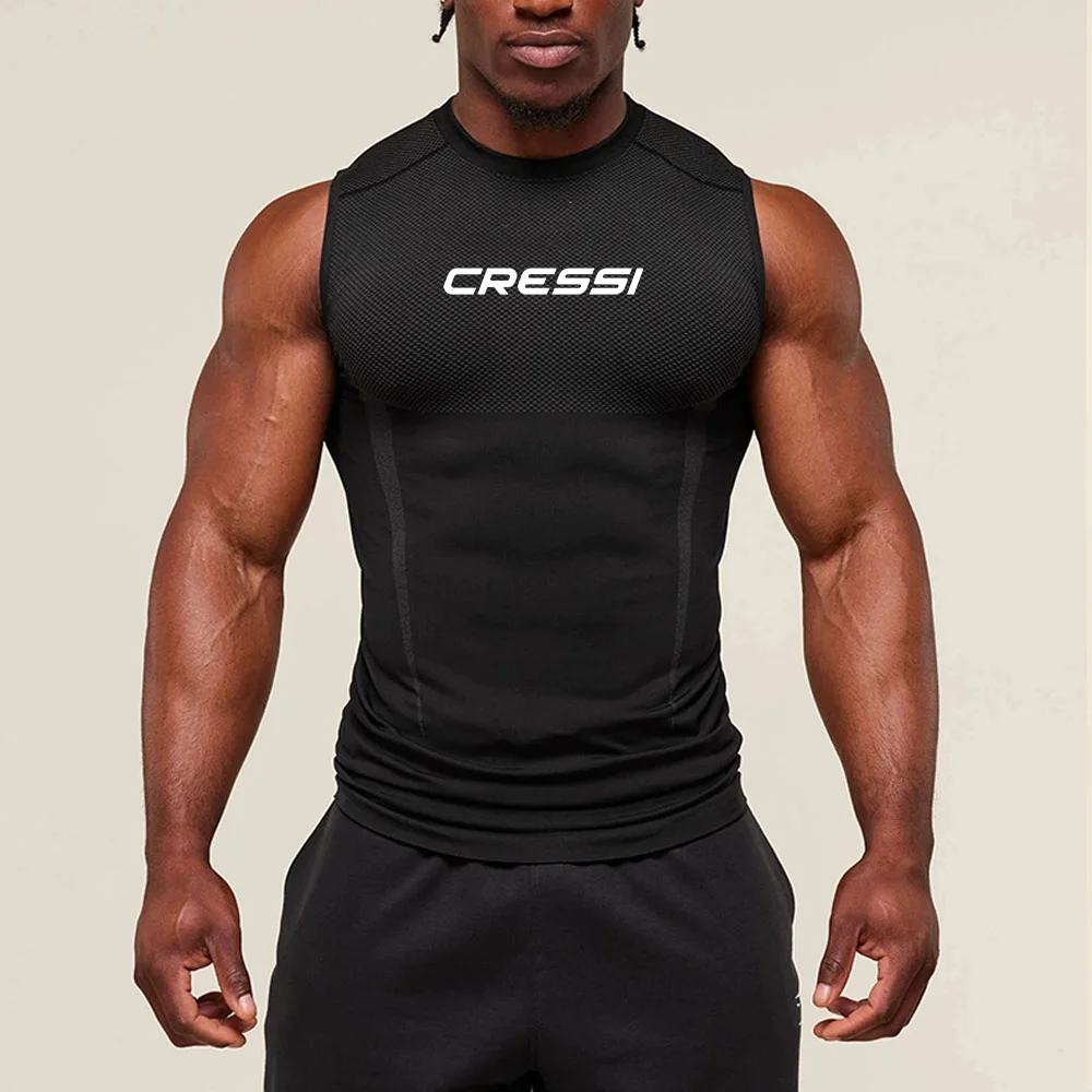 Compression Tank Top Men Running Gym Shirt Sleeveless Quick Dry Sportswear Male Fitness Bodybuilding Vest Workout Muscle Top