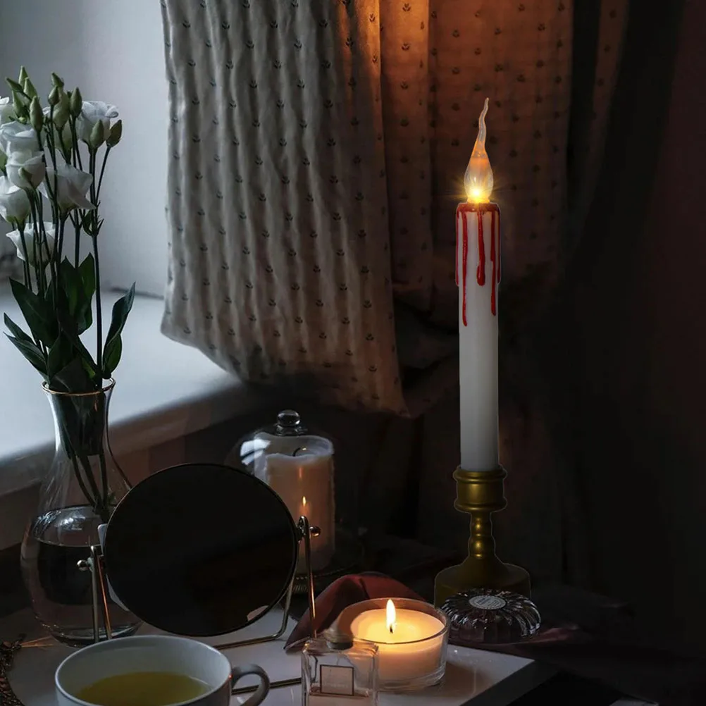 

LED Plastic Taper les Operated Flickering Flame C Decorative Home Warmth Window Display Flameless LED C les