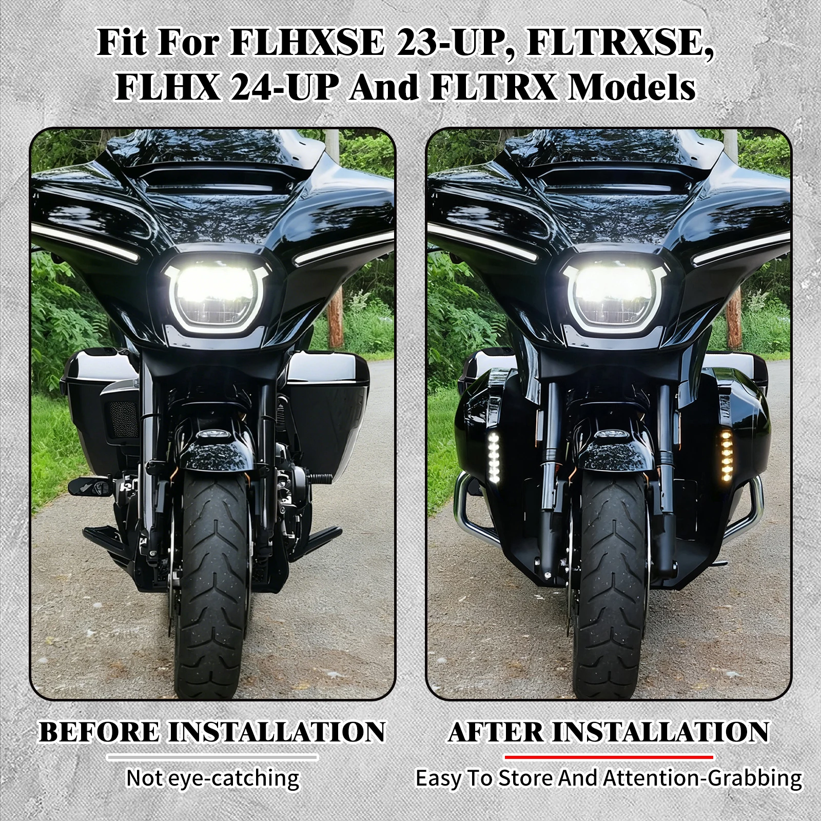 Motorcycle Fairing Spoiler Lowers Highway Engine Crash Bar Support Bracket Set For Harley Touring 2023-Up Road Street Glide FLHX